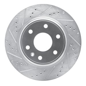 Buick Enclave Brake Rotor (1) - Front Left - R1 Concepts - Drilled & Slotted - Silver - `07-`17